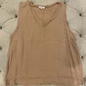 La Miel Distressed Jess Linen Top M Western Boho
